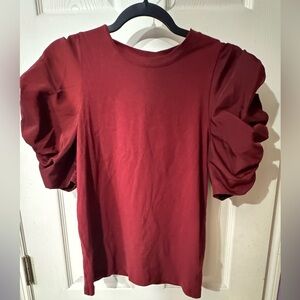 Express Burgundy Puff Sleeve Blouse
